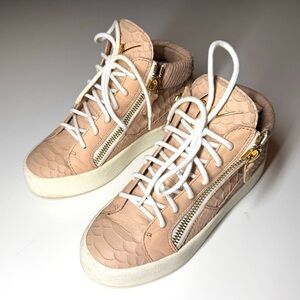 Giuseppe Zanotti Women Snakeskin Embossed Leather Double Zip High Top Sneaker 36
